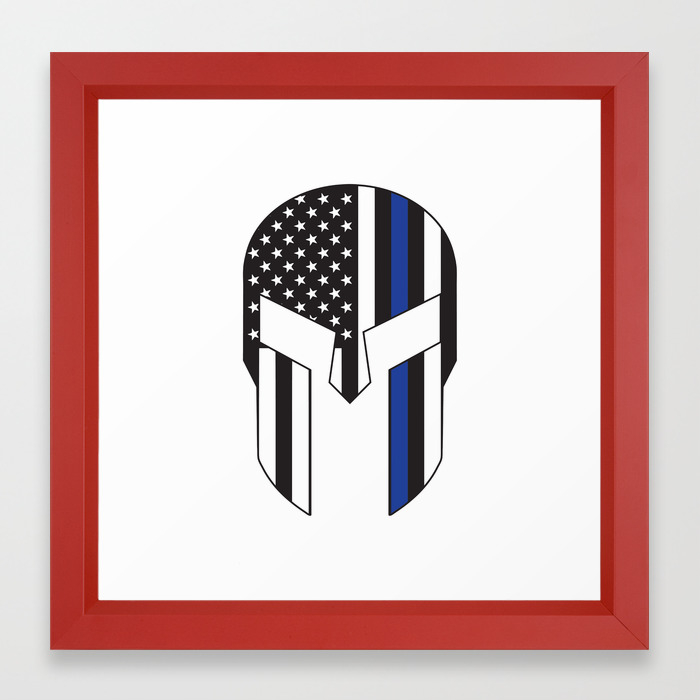 Gladiator Helmet American Flag Thin Blue Line Framed Art Print By Designgallery Society6