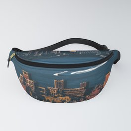New York City Manhattan skyline and a boat in Hudson River Fanny Pack