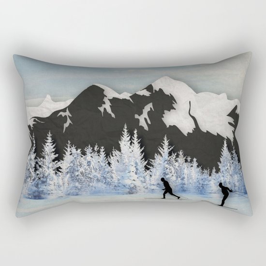 Cross Country Skiing Rectangular Pillow