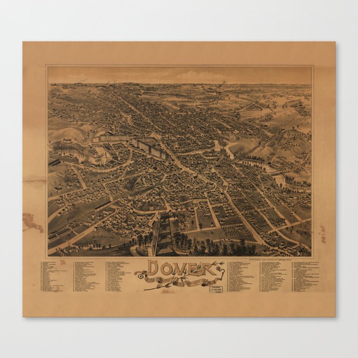 Aerial View of Dover, New Hampshire (1888) Canvas Print
