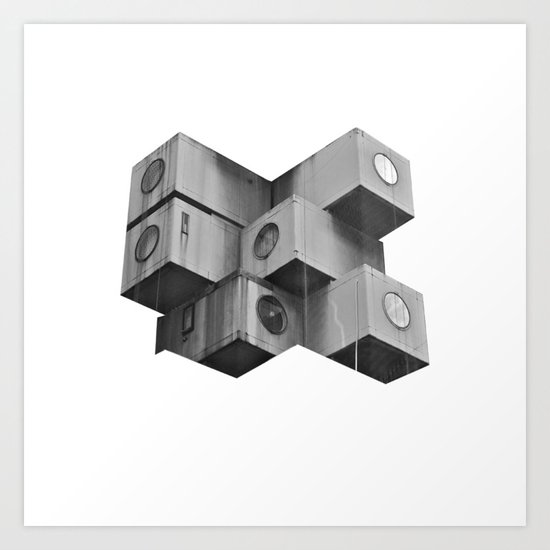 Architecture futur grey Art Print