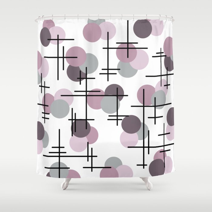 Atomic Age Molecules 5 Mauve Lavender Shower Curtain By Zennykenny