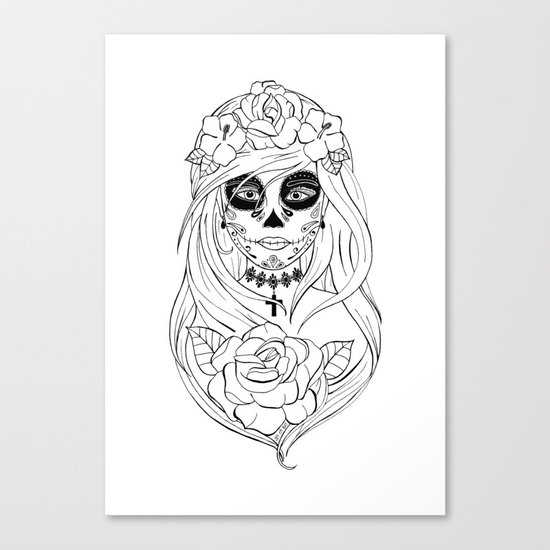 Santa Muerte NB Canvas Print