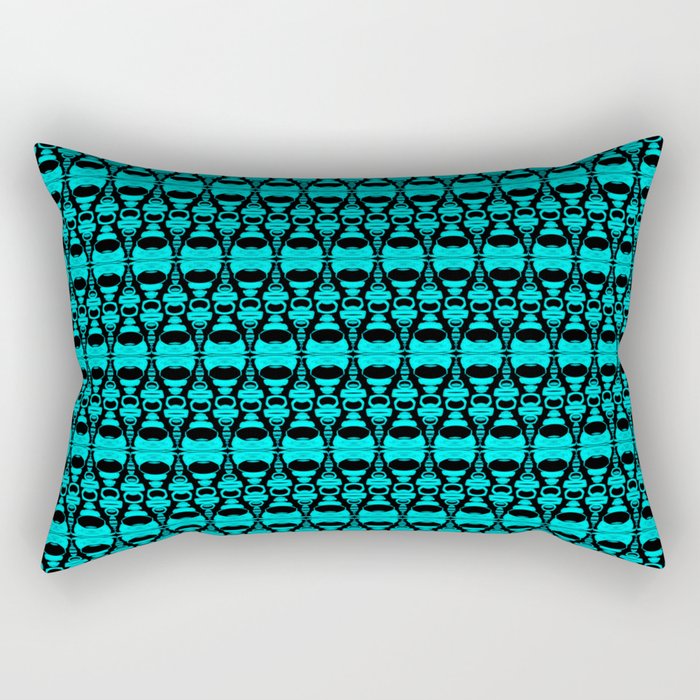Abstract Pattern Dividers 02 in Turquoise Black Rectangular Pillow