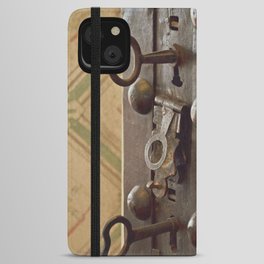Medieval castle life | Safe doors | Wrought iron keys and latches  iPhone Wallet Case