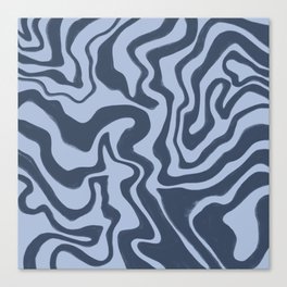 Dark Blue Liquid Swirl Lines on Baby Blue Background Canvas Print