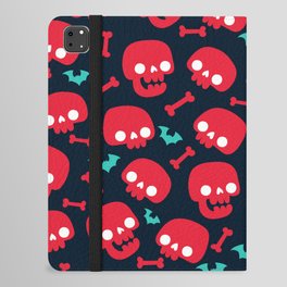 An red and blue halloween skeleton pattern (halloween, witch, spooky, ghost, cat, cute, witchy, skeleton, creepy, halloween, goth, horror) iPad Folio Case