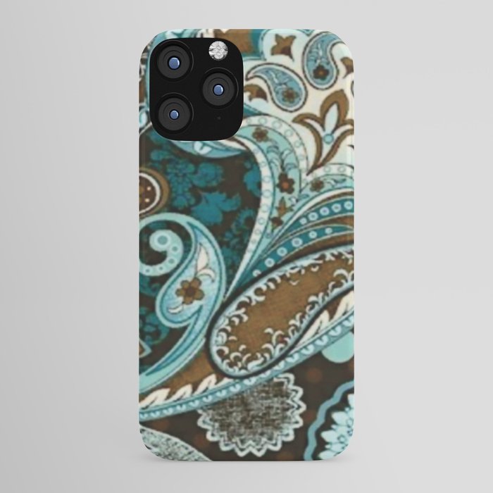 Turquoise Brown Vintage Paisley iPhone Case