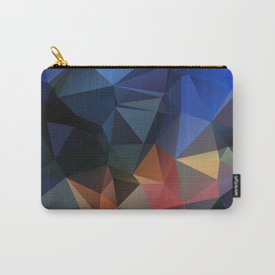 Polygon geometric abstract pattern in yellow blue and brown colors . Carry-All Pouch