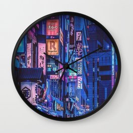 Landscape Art - Cyberpunk City Wall Clock