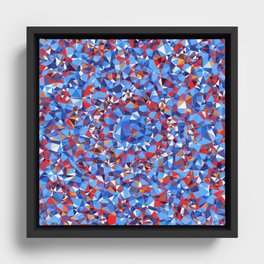 Modern Blue Red Fractal Abstract Geometric Framed Canvas