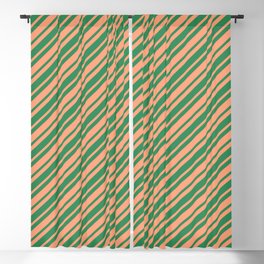 [ Thumbnail: Sea Green and Light Salmon Colored Striped/Lined Pattern Blackout Curtain ]