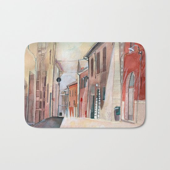 Italy, watercolor Bath Mat