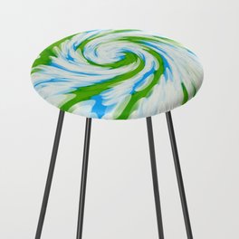 Groovy Green Blue Swirl Counter Stool