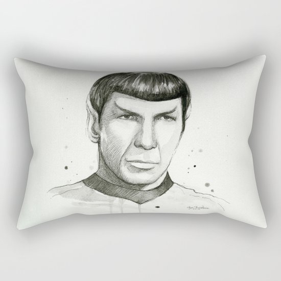 Spock Watercolor Portrait Rectangular Pillow