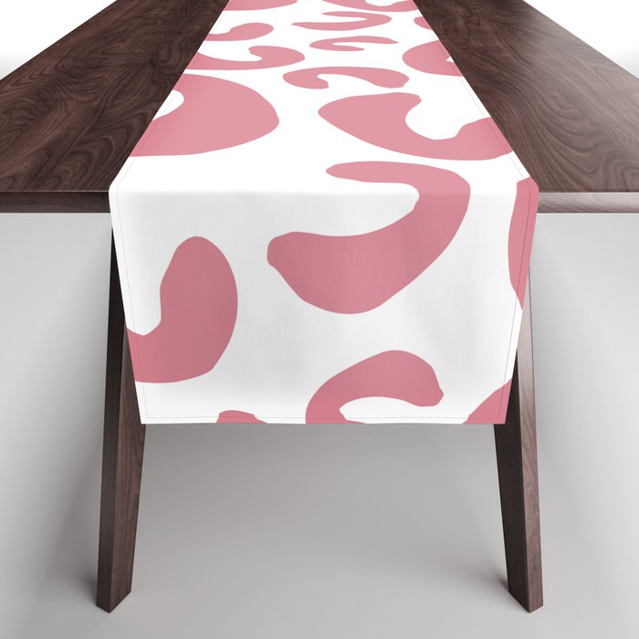 Pink Glitter Leopard Pattern Table Runner