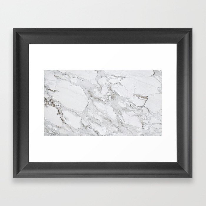 White Marble Framed Art Print
