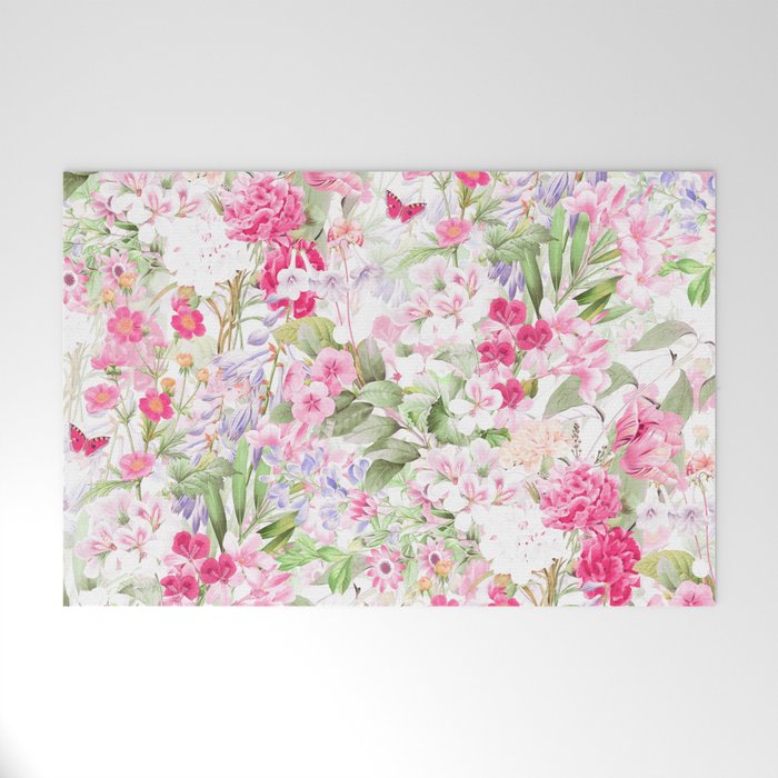 Vintage & Shabby Chic - Pastel Spring Flower Medow Welcome Mat