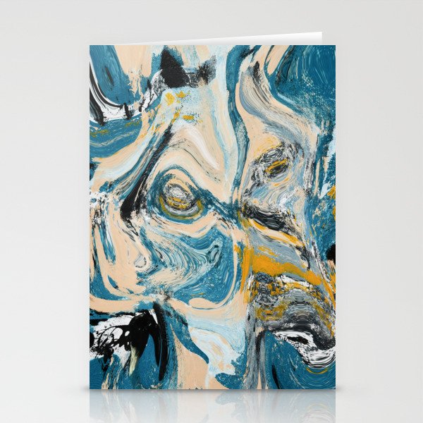 Tide Pool: a blue, yellow, and peach abstract painting by Alyssa Hamilton Art Stationery Cards
