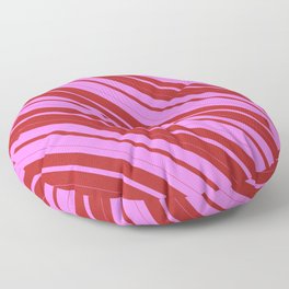 [ Thumbnail: Violet and Red Colored Striped Pattern Floor Pillow ]