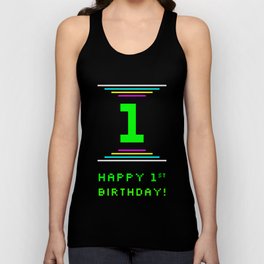 [ Thumbnail: 1st Birthday - Nerdy Geeky Pixelated 8-Bit Computing Graphics Inspired Look Tank Top ]