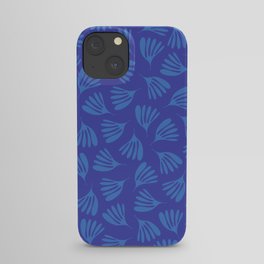 Blue Wispy Leaves Contemporary Abstract Pattern iPhone Case