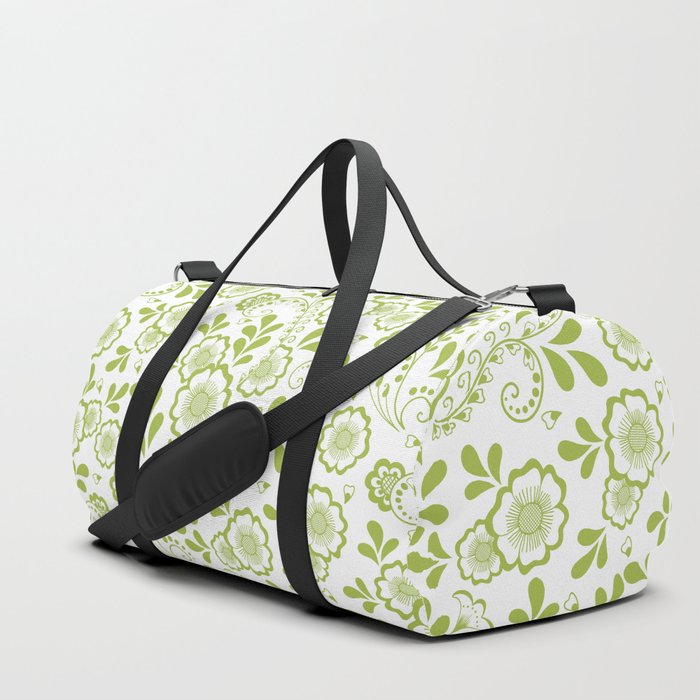 Light Green Eastern Floral Pattern Duffle Bag