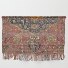 Persian Medallion Rug I // 16th Century Distressed Red Green Blue Flowery Colorful Ornate Pattern Wall Hanging