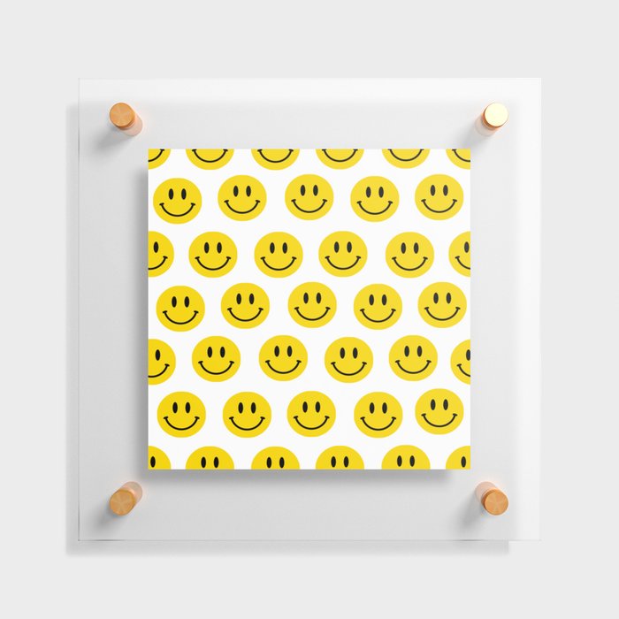 Yellow Smiley Faces Floating Acrylic Print