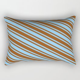[ Thumbnail: Light Sky Blue & Brown Colored Lined/Striped Pattern Rectangular Pillow ]