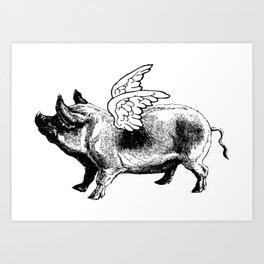 Pig with Wings | Flying Pig | When Pigs Fly | Pigs with Wings | Vintage Pig | Art Print