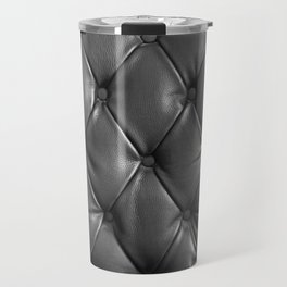 pattern of black genuine leather texture using as background Travel Mug