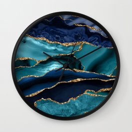 Ocean Blue Mermaid Marble Wall Clock