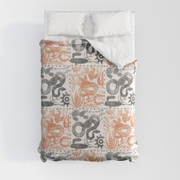 Sandy Orange Desert Block Print Comforter
