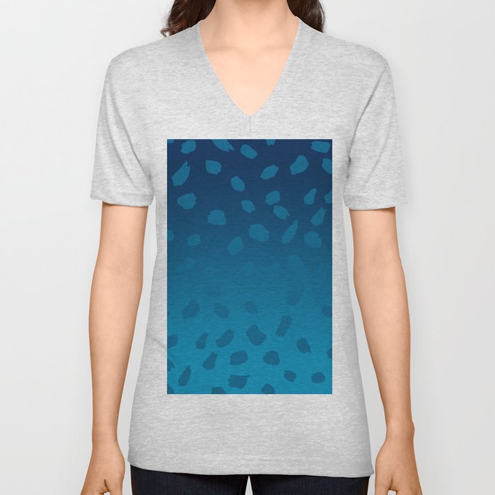 Ombre Blue Spots Hawaii Mermaid V Neck T Shirt