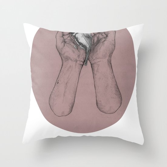 Hes got the whole bird in his hands Throw Pillow
