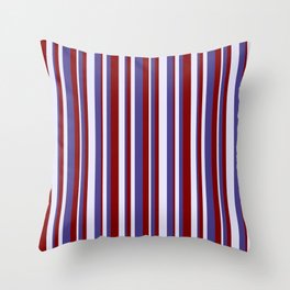 [ Thumbnail: Lavender, Dark Slate Blue & Maroon Colored Lines Pattern Throw Pillow ]