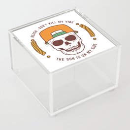 Cool Skull With Orange CAP - Quote Beach Vibes Sun  Acrylic Box