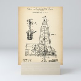 Oil Drilling Rig vintage patent Mini Art Print