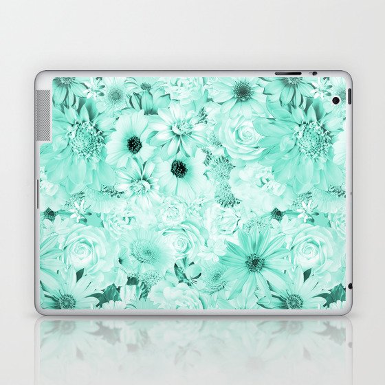 mint green floral bouquet aesthetic cluster Laptop & iPad Skin