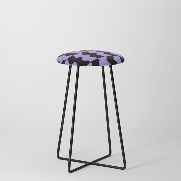 Electric Zig Zag Pattern 842 Black and Purple Counter Stool