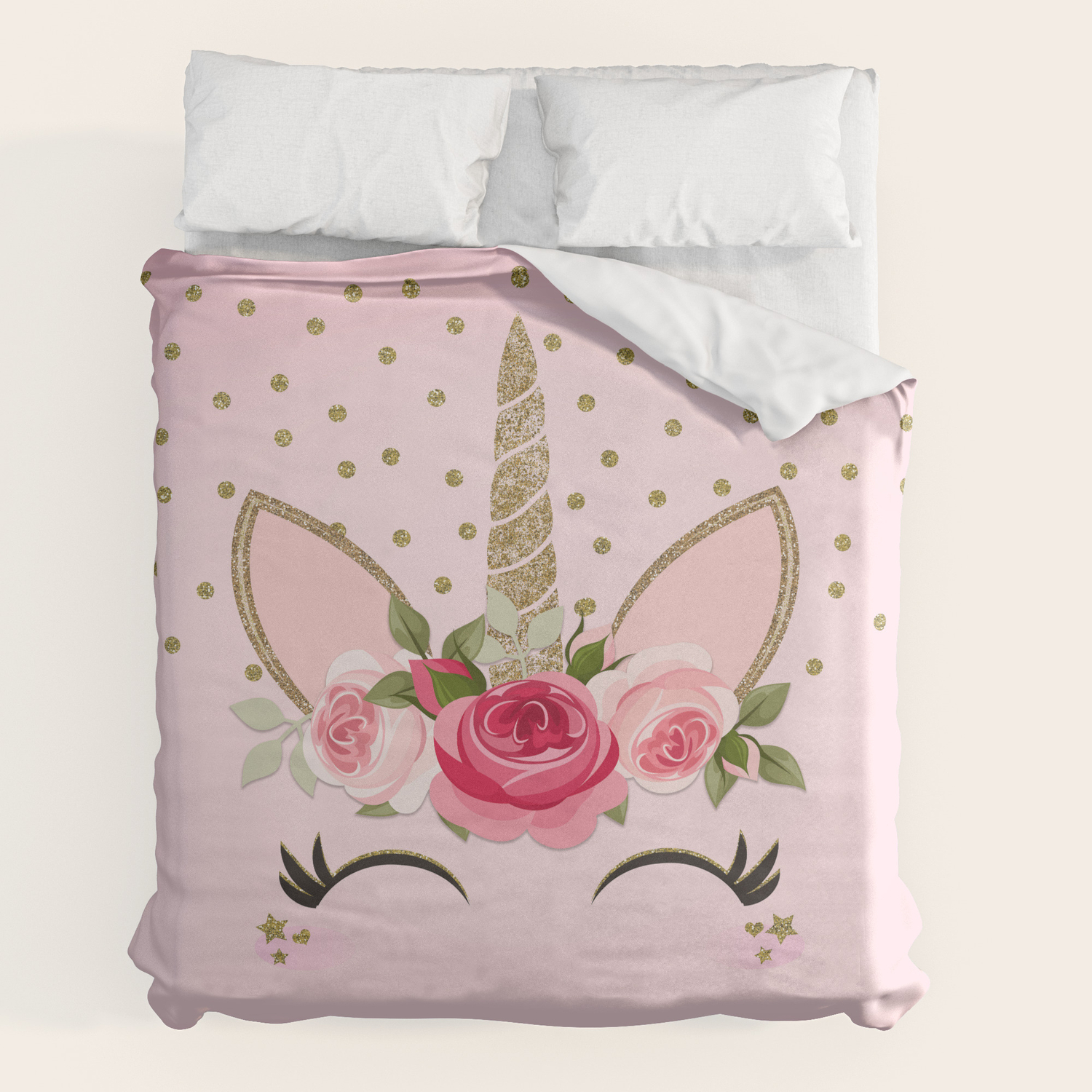 rose gold unicorn bedding