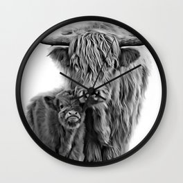 Highland Cow and The Baby Wall Clock