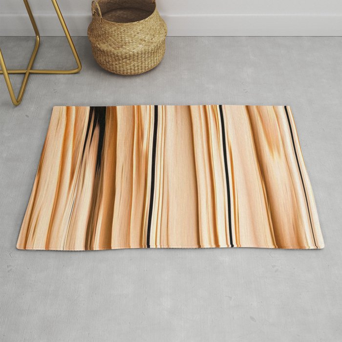 Wooden Abstract Striped Pattern Rug By Katerina Ez