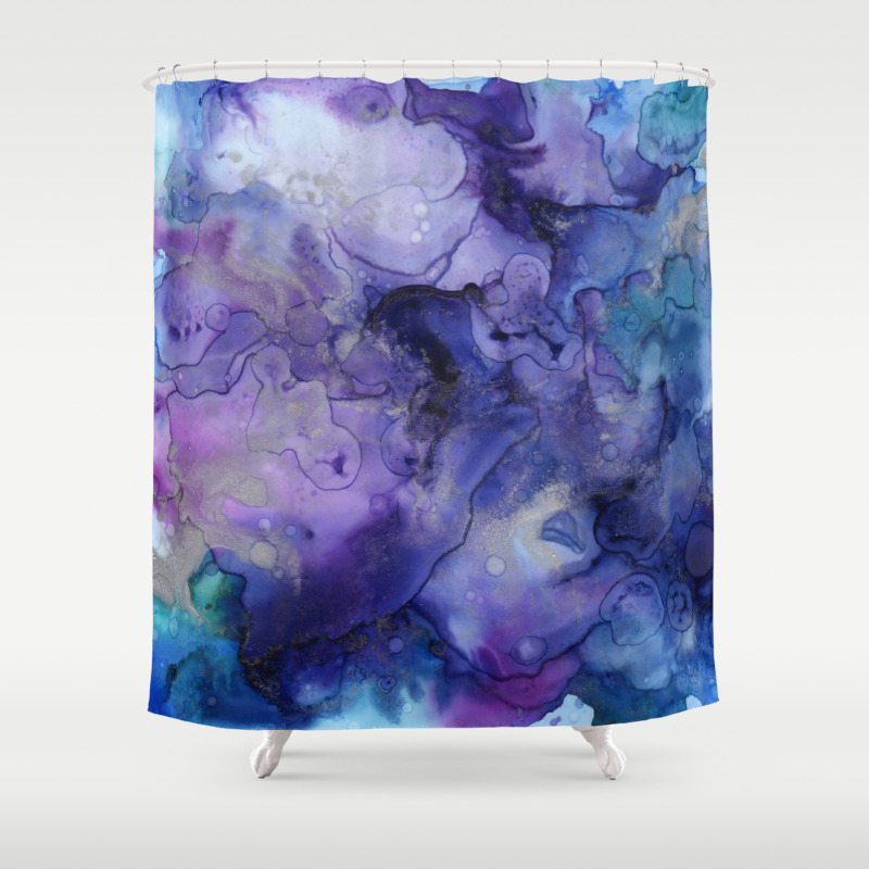 Abstract Watercolor Aesthetic Purple, Purple Abstract Shower Curtain