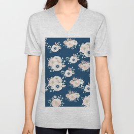 Dog Rose Pattern V Neck T Shirt
