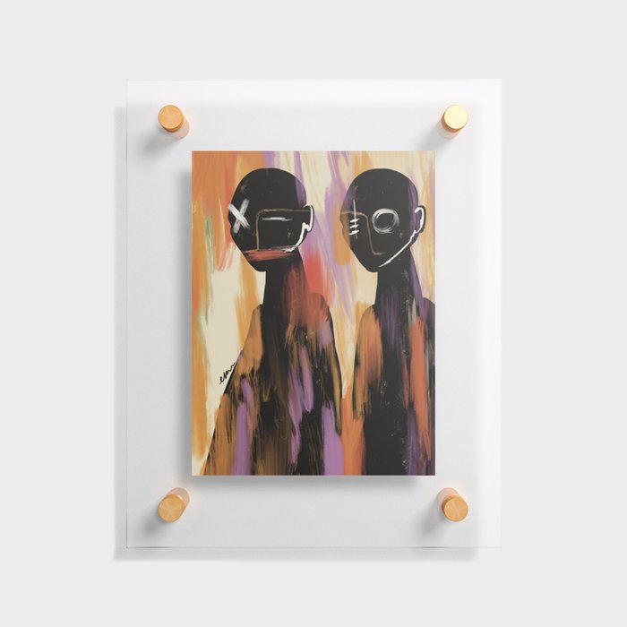 People are strange faces black abstract Floating Acrylic Print