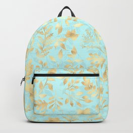 gold glitter foliage mint luxury design Backpack