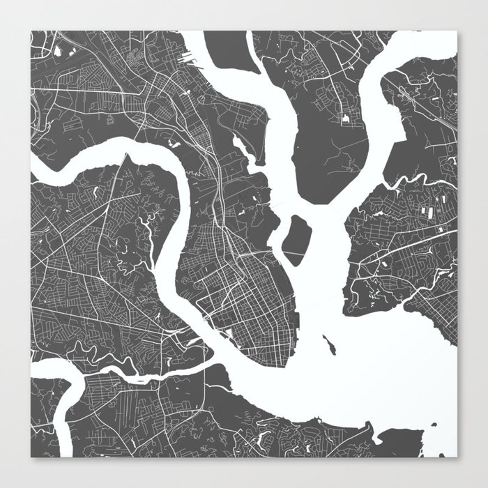 Charleston USA Modern Map Art Print Canvas Print