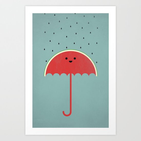 Watermelon Umbrella Art Print